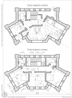 Предварительный вариант планов для строительства кирпичного дома. Проект двухэтажного кирпичного дома со сводами и контрфорсами. Архитектор Антон Булатецкий